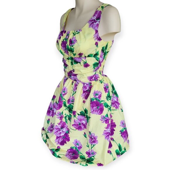 Voodoo Vixen yellow floral Pinup Fashion Floral Dress XS - Picture 3 of 10